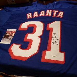 Custom anti raanta NYR autographed Jersey JSA COA